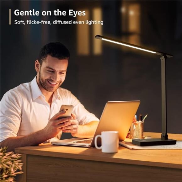 LED Desk Lamp for Home Office, 9.5W 750LM Metal Touch Control Desk Light - Picture 2 of 7